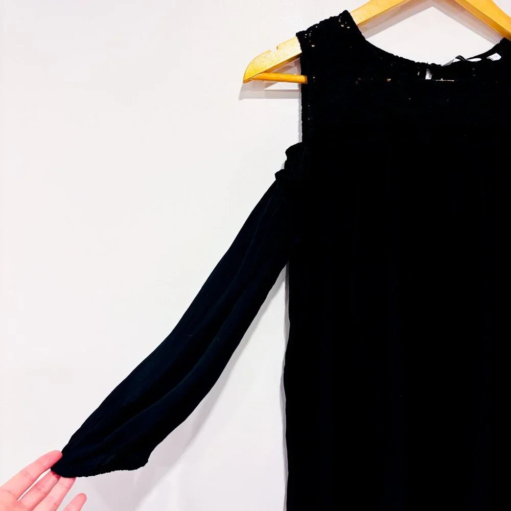 REITMANS Black Cold Shoulder Lace Top | Floral Lace Boho Chic Blouse | Large * - Picture 4 of 8